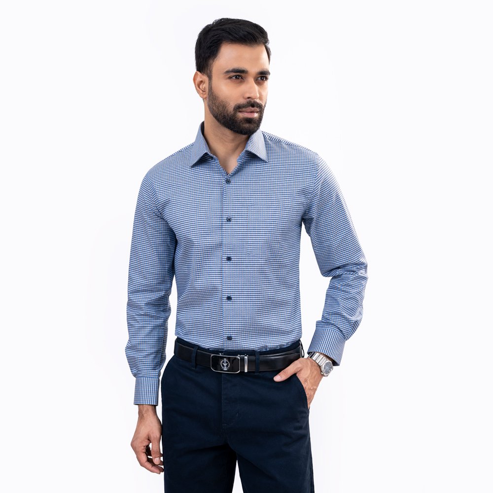 Richman Men’s Sky Texture Premium Slim-Fit Formal Shirt